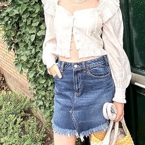 Free people fringe boho mini skirt